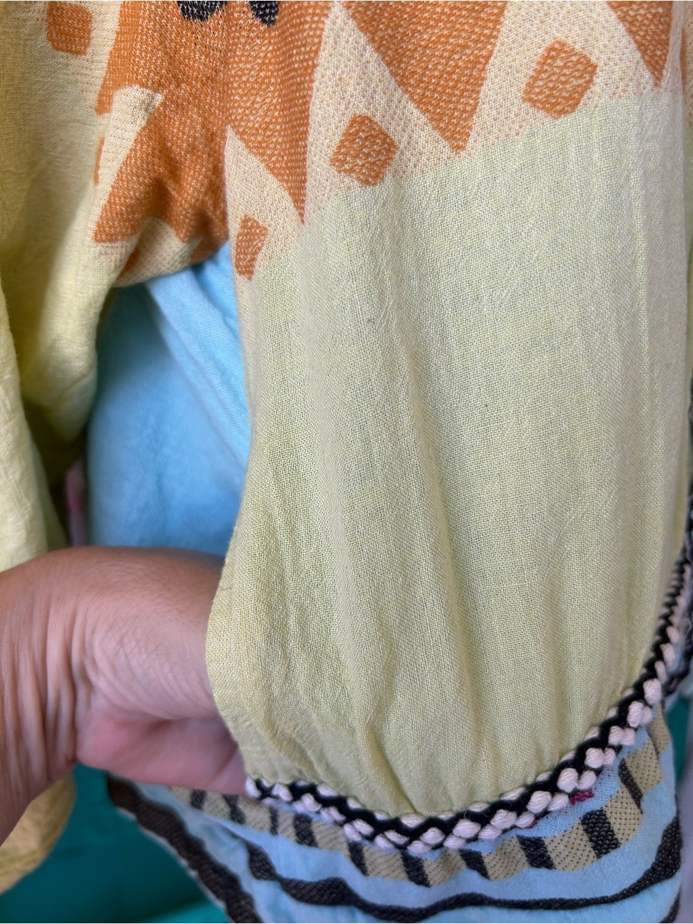 Pearl And Caviar ZAKAR  AQUA AND LEMON PRINT Shrug Jacket XS/S - Picture 9 of 13
